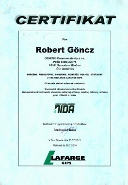 Certifikát nida