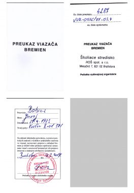 Preukaz viazača bremien Babics