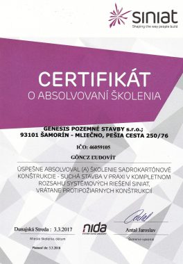 certifikát siniat Ľud