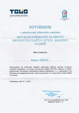 požiadavky na obnovu obvodových plášťov (ETICS)