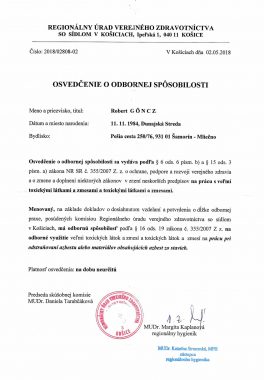 Azbest osvedčenie