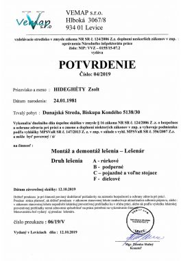 7 potvrdenie lešenára Hideghéty
