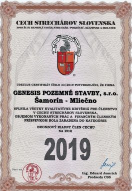 Cech strechárov certifikát 2019
